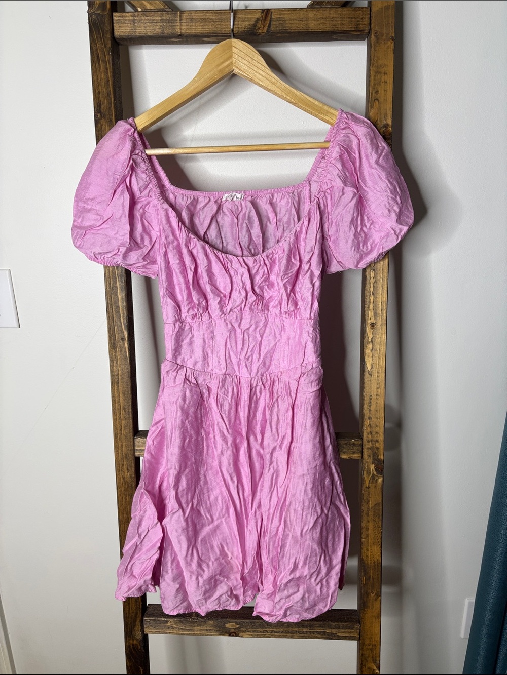 Blu Pepper Pink Puff-Sleeve Mini Dress Size M
